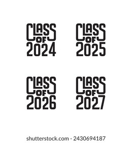 Class of 2024 2025 2026 2027Graduation congratulations at school, university or college. Creative design for your greetings card, Tshirt Graphics. Simple design on white Background, Card invitation