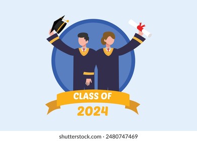 Clase de concepto 2024. Ilustración vectorial plana de color aislada.