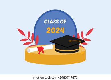 Class of 2024 concept. Colored flat vector illustration isolated.