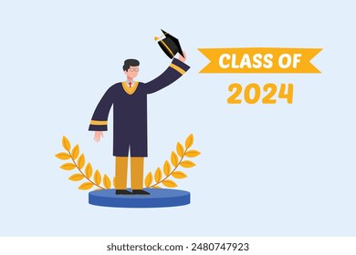 Class of 2024 concept. Colored flat vector illustration isolated.