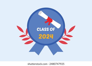 Class of 2024 concept. Colored flat vector illustration isolated.