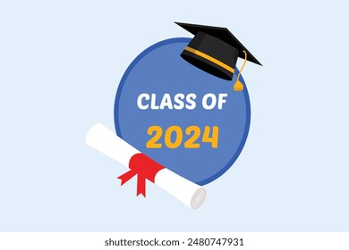 Class of 2024 concept. Colored flat vector illustration isolated.