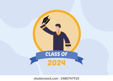 Class of 2024 concept. Colored flat vector illustration isolated.