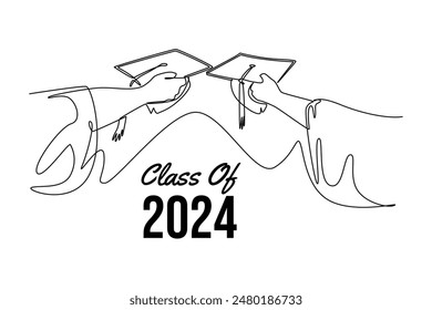 Class of 2024 concept. Single line draw design vector graphic illustration.