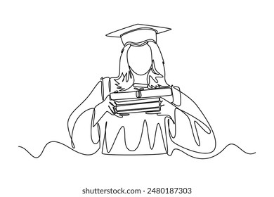Class of 2024 concept. Single line draw design vector graphic illustration.