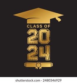 Class of 2024 design, College t-shirt design printable text vector	