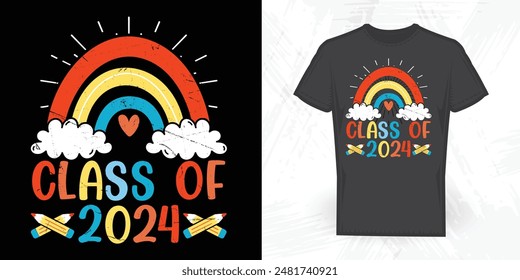 Class Of 2024 Funny Vintage Back To School  T-shirt Design
