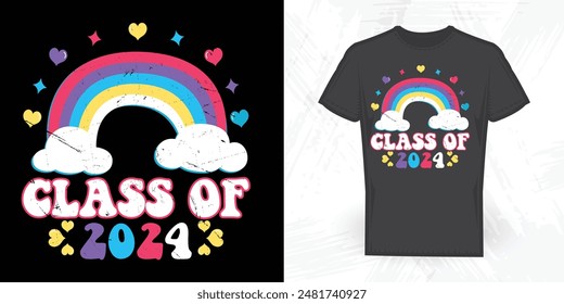 Class Of 2024 Funny Vintage Back To School  T-shirt Design