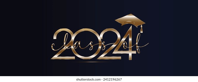 Class of 2024 glitter effect vector with black background 