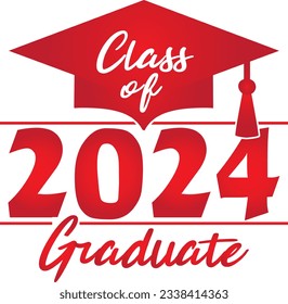 Class of 2024 Graduate Red Graphic