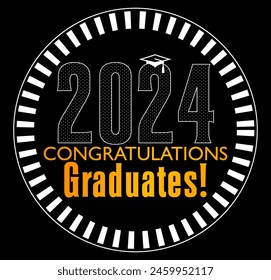 Class of 2024 Graduation design template. Vintage party invitation, congratulation event, greeting card. Vector high school or college graduate poster.
