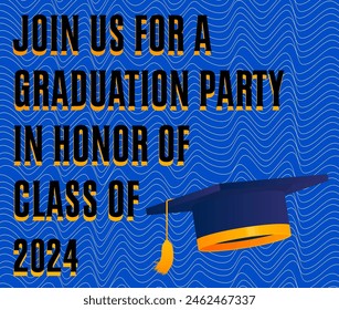 Class of 2024 Graduation design template. Vintage party invitation, congratulation event, greeting card. Vector high school or college graduate poster.