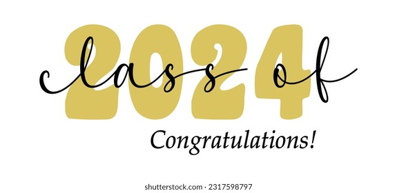 Class of 2024 Graduation typography on white background