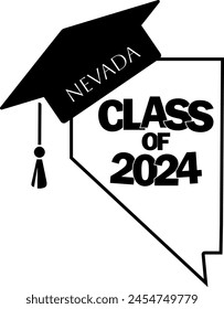 Klasse der 2024 Graduierung Vektorgrafik Design Nevada State Silhouette.