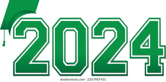 Class of 2024 Green Logo with Graduation Cap
