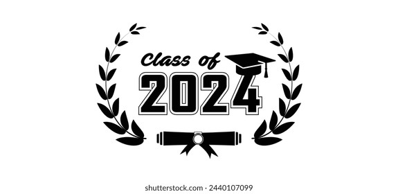 Class of 2024 greeting card. Illustration, vector