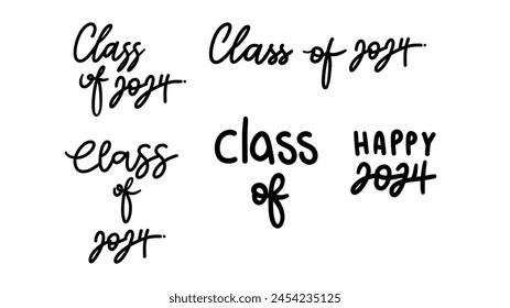 Class of 2024 hand written. Template for graduation design ,Vector illustration EPS 10