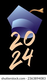 Class of 2024 handwritten typography. Education. Students 2024 class vector