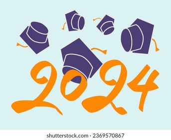 Class of 2024 handwritten typography. Education. Students 2024 class vector