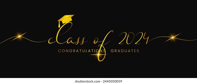 Class of 2024 handwritten typography lettering for letters banner, vector art and illustration. can use for, landing page, template, ui, web, mobile app, poster, banner, flyer, background