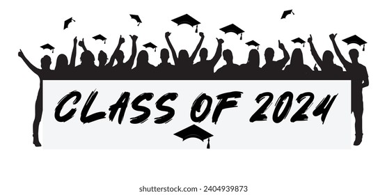 Class of 2024 illustration of a silhouette of crowded people