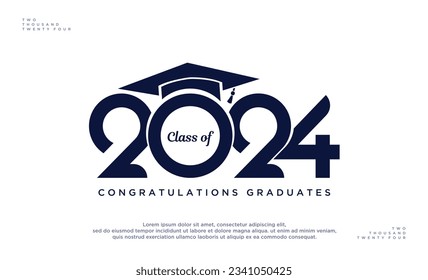 Clase de carta de 2024 para saludos, tarjeta de invitación. Texto para el diseño de la graduación, ocasión de felicitación, camiseta, fiesta, secundaria o graduado universitario.