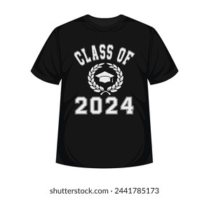 Clase de 2024 Letras para saludo Texto para graduación Diseño de camiseta