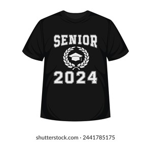 Clase de 2024 Letras para saludo Texto para graduación Diseño de camiseta