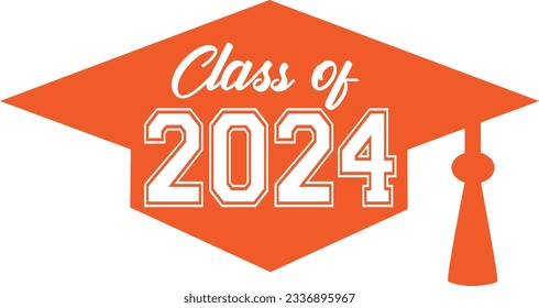class of 2024 orange graduation Cap