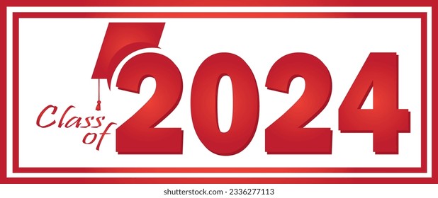 Class of 2024 Red Block Graphic Logo