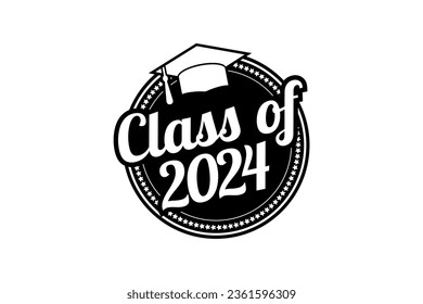 Class of 2024 rubber stamp on white background, vector illustration