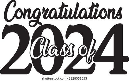 Class of 2024 Script Black and White