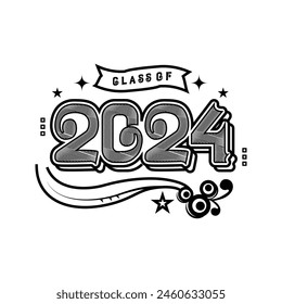 Class of 2024 typography design isolated