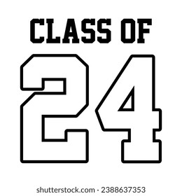 Class of 2024 typography design vector. Text for design, congratulation event, T-shirt, party, high school or college graduate. Editable class of 2024 typography design	
