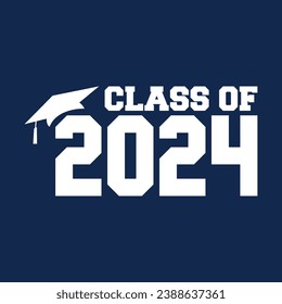 Class of 2024 typography design vector. Text for design, congratulation event, T-shirt, party, high school or college graduate. Editable class of 2024 typography design	
