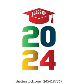 Class of 2024 typography design vector. Text for design, congratulation event, T-shirt, party, high school or college graduate. Editable class of 2024 typography design