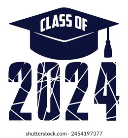 Clase de Vector de diseño de tipografía 2024. Texto para diseño, evento de felicitación, camiseta, fiesta, graduado de la escuela secundaria o universitario. Clase editable de diseño de tipografía 2024