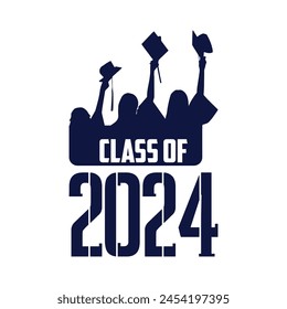 Class of 2024 typography design vector. Text for design, congratulation event, T-shirt, party, high school or college graduate. Editable class of 2024 typography design