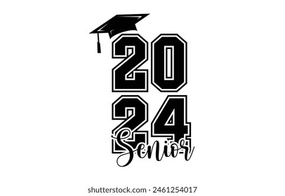 Class of 2024 typography design vector. Text for design, congratulation event, T-shirt, party, high school or college graduate. Editable class of 2024 typography design	