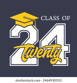 Class of 2024 typography design vector. Text for design, congratulation event, T-shirt, party, high school or college graduate. Editable class of 2024 typography design	
