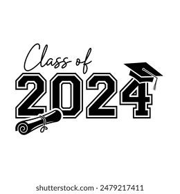 Class of 2024 typography design vector. Text for design, congratulation event, T-shirt, party, high school or college graduate. Editable class of 2024 typography design	