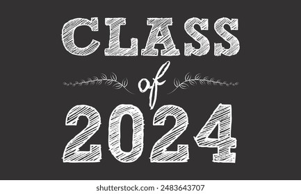 Clase de Vector de diseño de tipografía 2024. Texto para diseño, evento de felicitación, camiseta, fiesta, graduado de la escuela secundaria o universitario. Clase editable de diseño de tipografía 2024	