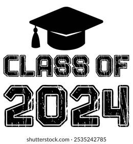 Classe de 2024 vetor de design de tipografia. Texto para design, evento de congratulação, camiseta, festa, ensino médio ou pós-graduação da faculdade. Classe editável de design tipográfico 2024