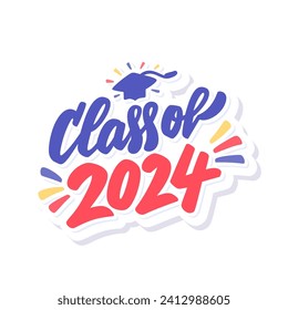 Class of 2024. Vector handwritten lettering.