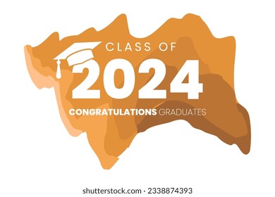 Class of 2024 Vector text for graduation gold design, congratulation event, T-shirt, party, high school or college graduate. Lettering for greeting, invitation card.