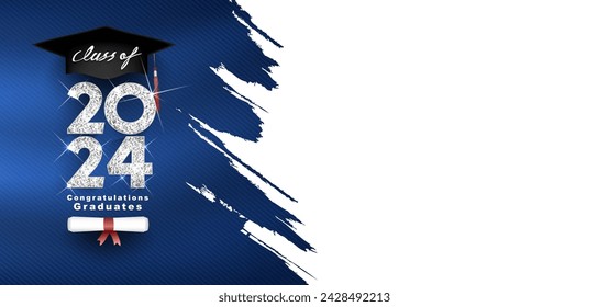 Clase de 2024 Vector texto para el diseño de plata de graduación, evento de felicitación, camiseta, fiesta, graduado de la escuela secundaria o universidad. Letras para saludo, tarjeta de invitación