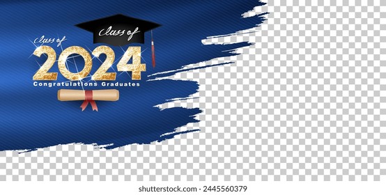 Class of 2024 Vector text for graduation gold design, congratulation event, T-shirt, party, high school or college graduate. Lettering for greeting, invitation card 