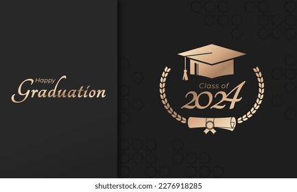 Class of 2024 Year Graduation of Decorate Congratulation with Laurel Wreath for School Graduates