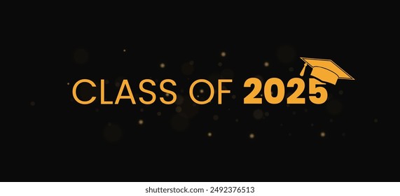 Class of 2025 with academic cap. Template for design party high school or college, graduate invitations.