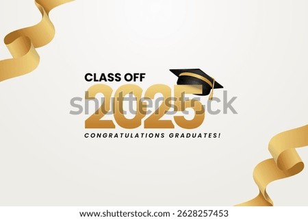 Class of 2025 banner template design on white background for card or graduate invitations